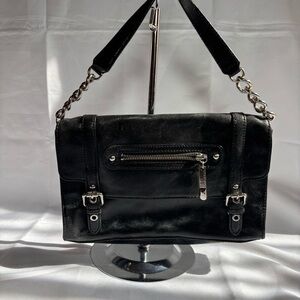 VIA SPIGA Italian Leather Chain Black Shoulder Bag  Leather Bag